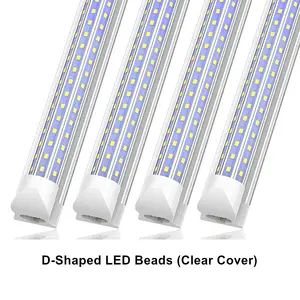 JESLED LED Shop Light V-Shaped Aluminum 12W-90W 2ft 3ft 4ft 5ft 6ft 8ft T8 Integrated Tube Light Fixture 8ft Linkable LED Lights