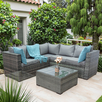 Ensemble de canapés d'extérieur modernes en osier, résistant aux intempéries, en rotin, pour jardins, parcs, patios, cours, hôtels et villas