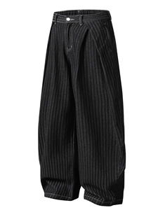 High Quality American High Street Fashion <b>Black</b> Solid Washed Wide Leg Canvas Jeans <b>Men</b> Women <b>Loose</b> <b>Fit</b> Curved Cut Vintage <b>Pants</b> - Product Image 3