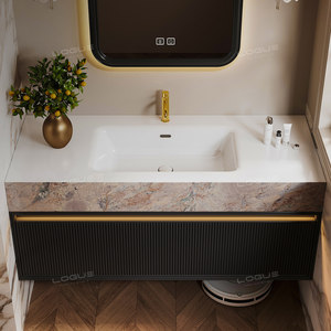 Meuble de salle de bain en chêne de style vintage français, combinaison armoire-lavabo, lavabo, <span class=keywords><strong>miroir</strong></span> intelligent moderne de luxe léger - Product Image 5