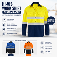 Chemise de travail personnalisée à manches longues en pur coton, légère, réfléchissante et durable pour l'usine et le travail en extérieur