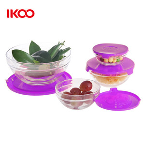 5 Piece Glass Bowl Set Food Box Storage Stacking Containers with <strong>Red</strong> Lids <strong>Microwave</strong> - Product Image 6