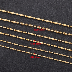 โซ่ลูกปัดข้าวแบบขายเป็นเมตร |   โซ่สแตนเลสชุบทอง 18K PVD ขนาด 1.5 มม. 2.0 มม. สำหรับทำเครื่องประดับ DIY - Product Image 3
