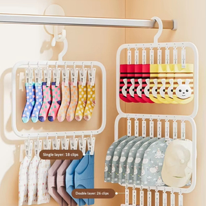 Baby Hanger Household Wardrobe Seamless Storage Hosiery <strong>Clip</strong> Multi-functional Hanger Multi-<strong>clip</strong> <strong>Plastic</strong> Drying <strong>Clip</strong> Modern - Product Image 2