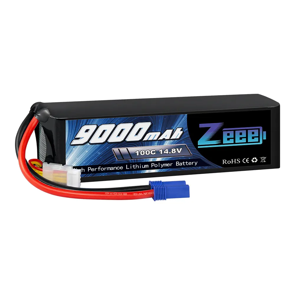 Zeee 4S Lipo Battery 14.8V 9000mah 100C Connector with Five-Metal Plates Compatible for RC Car Truck Models