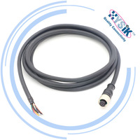 Kabel Y Splitter M12 4 Pin Female ke 2 M8 4 Pin Female Berkode A 1m untuk Pengkabelan Paralel Sensor