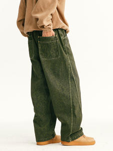 Autumn Fashion Micro-Lara Workwear <strong>Pants</strong> Loose Straight Dosing Super Heavy 380g Denim Elegant Casual Style for Couples - Product Image 4