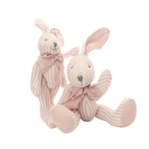 Free Sample Pink Bunny Soft Toy Stuffed Toy Rabbit Wholesale With Long Ears Cotton Fabric Custom