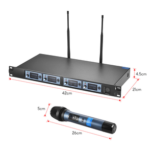 Gran oferta, sistema de micrófono de mano inalámbrico Lavalier UHF de 4 canales con pantalla LCD para <span class=keywords><strong>Karaoke</strong></span> y fiestas familiares, solapa XLR - Product Image 3