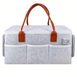 Organisateur de couches pour bébé personnalisé avec couvercle, plusieurs compartiments, rangement pour la chambre d'enfant, panier en feutre pour bébé - Product Image 4
