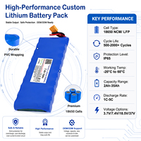 Paket Baterai Li-ion 7.4V 10Ah 74Wh dengan BMS 500 Siklus Suhu Operasi 0~45°C untuk Kendaraan Listrik Sepeda Skuter Kereta Golf
