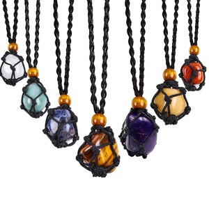 Collar de Moda con Piedras Naturales de 2-3 cm, Cristal Rosa, Amatista, Ojo de Tigre, Collar Ajustable con Cadena para Suéter - Product Image 1