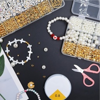 10 Kompartemen Perlengkapan Pembuatan Perhiasan DIY Manik-manik Resin Imitasi Mutiara Bentuk Hati Bunga Bintang untuk Gelang Kalung Kerajinan Tangan