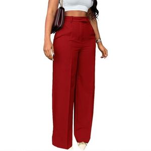 Pantalones de poliéster I-0532 para mujer, estilo nuevo, corte recto, cintura alta, holgados, formales, impermeables, ecológicos, corte bootcut, para primavera - Product Image 5