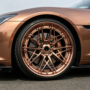 Jantes forgées Zorlen 2 pièces en 6061-T6, rayons or rose, bordure or rose, rivets noirs, sur mesure pour Audi RS7 - Product Image 4