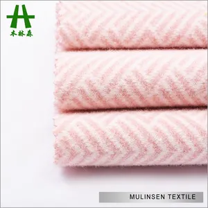 Mulinsen Textile Soft Feeling Knitted Polyester Wool Blazer Tweed Fabric For Women's Coat