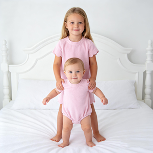 Conjuntos de tela de rizo para niños, ropa de bebé con borde festoneado para niñas, pelele burbuja de verano para bebé, ropa de playa, toalla, conjuntos de ropa para niños - Product Image 2