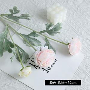 Hesper Maison Décoration De Mariage Artificielle Penny Fleur Floqué Tige 3 Têtes En Plastique Soie Réaliste Fleur En Gros - Product Image 2
