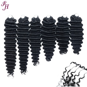 Extensions de cheveux humains au crochet FH Miracle Knot Feather, pré-séparées, Deep Wave, Body Wave, sans nœuds, sans colle, pour tresses - Product Image 1