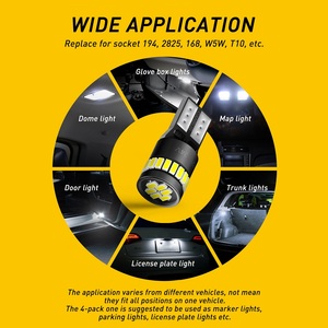 หลอดไฟ LED AUXITO รุ่นขายดี T10 194 สีขาว 240 ลูเมน หลอดไฟหน้า LED 6000K สำหรับไฟภายในรถยนต์ - Product Image 3