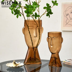 WISEMAX MEUBLES Offre Spéciale Italie meubles de salon décor à la maison vase en verre créatif brun sourire visage verre bourgeon pots de fleurs - Product Image 4