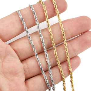 Collar de Cadena de Cuerda Trenzada de 2 y 2.5 mm, Acero Inoxidable, Chapado en Oro, con Cierre, Unisex, para Uso Diario - Product Image 3