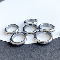 Bagues en pierre térahertz à l'éclat métallique de 16-22 mm, en silicium polycristallin de haute pureté, pour hommes et femmes
