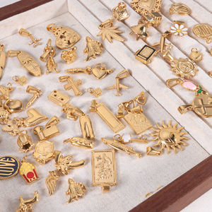 Accesorios de Dijes DIY al Por Mayor Chapados en Oro de 18K para Fabricación de Joyería de Acero Inoxidable sin Deslustre con Corazón, Sol y Palmeras - Product Image 1