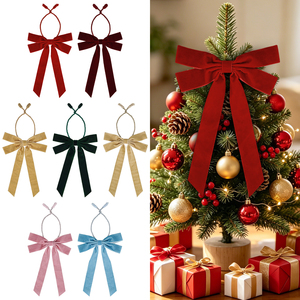 Attaches personnalisées pour guirlandes de Noël, grands nœuds en velours réutilisables pour couronnes de Noël, pour décorations de balustres intérieures et extérieures - Product Image 1