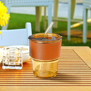 Tazza da <span class=keywords><strong>caffè</strong></span> in <span class=keywords><strong>vetro</strong></span> per festival di bambù con tazza di <span class=keywords><strong>vetro</strong></span> per <span class=keywords><strong>caffè</strong></span> ghiacciato da 400ml all'ingrosso della fabbrica con cannuccia e coperchio - Product Image 4