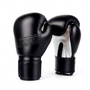 ถุงมือชกมวยหนังแกะปั๊มลายโลโก้ Jaduka International ขนาด 16 ออนซ์ สำหรับมืออาชีพ - Product Image 1