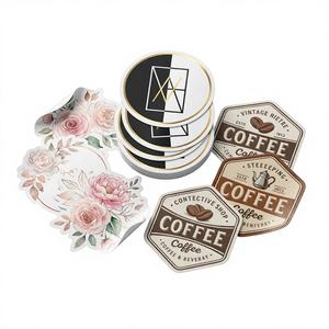 Pegatinas de Vinilo Premium Personalizables con Detalles en Lámina Dorada, Diseños Florales Vintage en Acuarela para Marca, Empaque, Regalos y Manualidades - Product Image 1