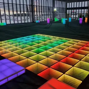 Miroir 3D portable éclairé en verre trempé RVB de haute qualité piste de danse pour la discothèque de fête