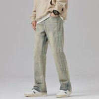 Jeans larges personnalisés, denim délavé vintage, coupe baggy empilée pour hommes