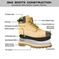 Chaussures de sécurité en cuir nubuck Goodyear Welt, bottes de travail pour soudeurs électriques à lacets avec embout et semelle intermédiaire en acier