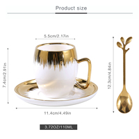 Ensemble de tasses à café en porcelaine de luxe européenne de haute qualité, écologiques, modernes, plaquées or, avec une élégante assiette à thé chaud pour l'après-midi
