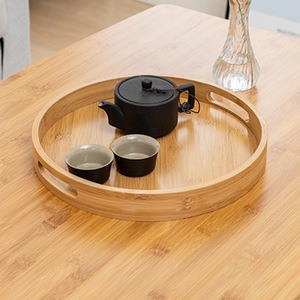 Wholesale small <b>tea</b> <b>trays</b> for home use, bamboo <b>trays</b>, creative Japanese-style baking double-ear round <b>tea</b> <b>trays</b> - Product Image 2