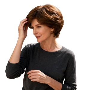 Perruque Courte Droite Synthétique Grise pour Femmes Européennes et Américaines, Faite à la Machine, Réglable, pour Changer de <span class=keywords><strong>Coiffure</strong></span>, Usage Quotidien, Couvre-Tête Complet - Product Image 5