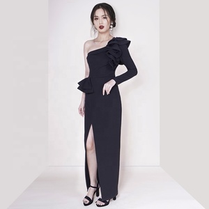 De último negro hombro abertura Noche <span class=keywords><strong>Vestidos</strong></span> <span class=keywords><strong>Fiesta</strong></span> manga larga vestido damas de Bodycon vestido - Product Image 2
