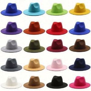 Wholesale Eco-Friendly Promotional Formal Casual Flat Wide Brim Fedora <b>Hat</b> <b>for</b> Unisex Adults Burgundy Solid Color - Product Image 1