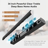 Barre de son Bestisan Crystal Sound 6 haut-parleurs 80W RMS pour cinéma maison et télévision avec entrées optique USB et modes Film/Musique/Actualités, Bluetooth 5.0