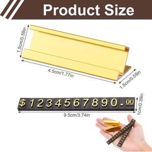 Espositore per Cartellini Prezzi Regolabile con Base in Alluminio Nero/Oro, Superficie Non Rivestita per Negozi di Gioielli, Supermercati, Panetterie - Product Image 2