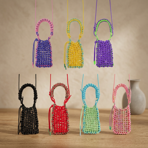 Women Cotton Crochet Crossbody <b>Bag</b> Candy Color Woven Korean Fashion <b>String</b> Closure Cute Mini Phone <b>Bag</b> Handmade Summer - Product Image 3