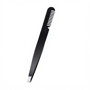 High Customized High Quality Mini Slanted Tip Stainless Steel Eyebrow Comb Tweezers Professional Women's Beauty <b>Tool</b> Custom - Product Image 1