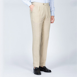 Estate nuovi pantaloni Casual in <span class=keywords><strong>lino</strong></span> di cotone traspirante tubo dritto pantaloni moda <span class=keywords><strong>abbigliamento</strong></span> di marca da <span class=keywords><strong>uomo</strong></span> - Product Image 2