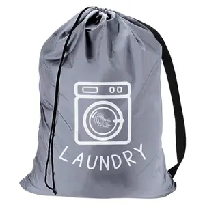 便宜的旅行组织者洗涤拉绳洗衣袋批发定制Logo印花尼龙洗衣袋