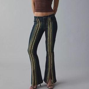 กางเกงยีนส์ทรงขาบานเอวสูงสำหรับผู้หญิง ทรงเข้ารูป ผ้ายีนส์ยืด สไตล์ลำลอง - Product Image 1