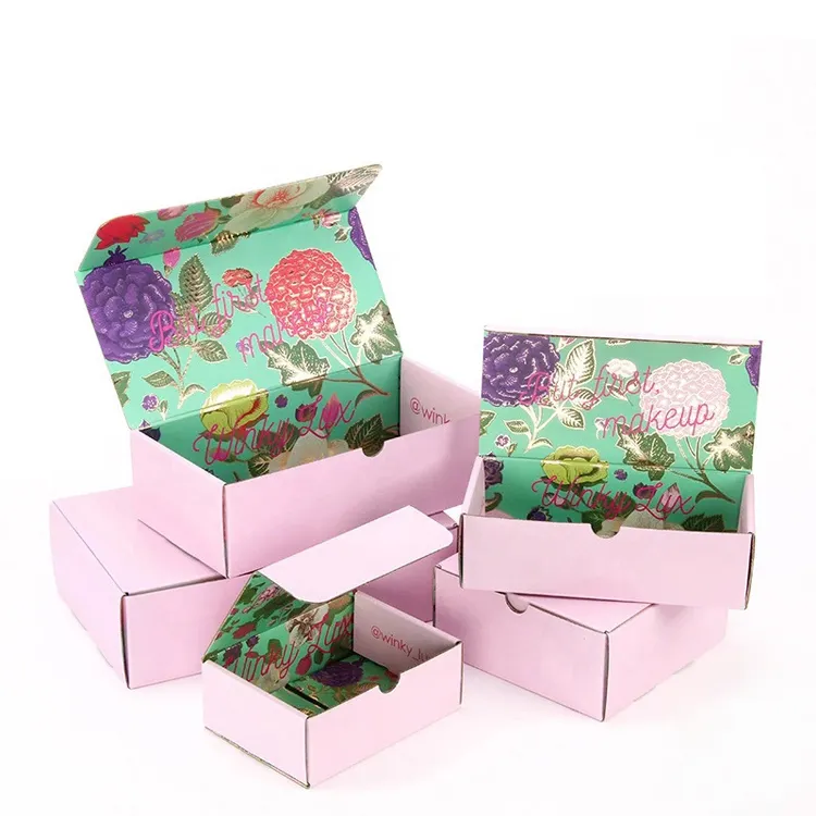 Verpackung mit individuellem Markenlogo Kartonboxen Boxen wellpappe-Versandkarton Kleidung rosa Versandkartons für kleine Unternehmen