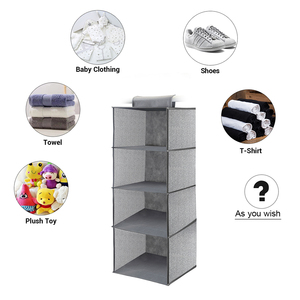 Organisateur de <span class=keywords><strong>placard</strong></span> suspendu en tissu à double rangement avec 4 étagères pour vêtements - Product Image 3