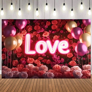 แบนเนอร์สำหรับวันวาเลนไทน์มีความสุขสำหรับตกแต่งฉากหลังของข้อเสนอแต่งงานแบนเนอร์ฉากหลังรูปหัวใจรัก - Product Image 4